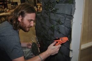 Matt works on Dracula wall